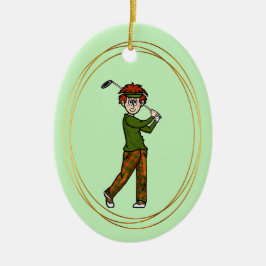 Red Hair Male Golfer Personlig Ornament