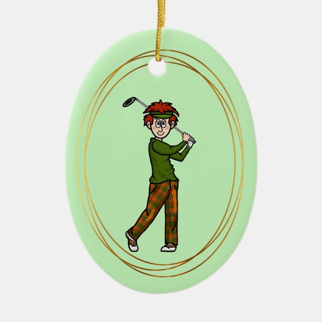 Red Hair Male Golfer Personlig Ornament (Framsidan)