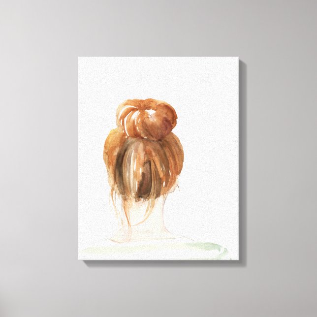 Red Hair Top Knot Bun Canvastryck (Framsida)