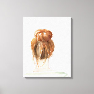 Red Hair Top Knot Bun Canvastryck