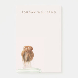 Red Hair Top Knot Bun Post-it Block