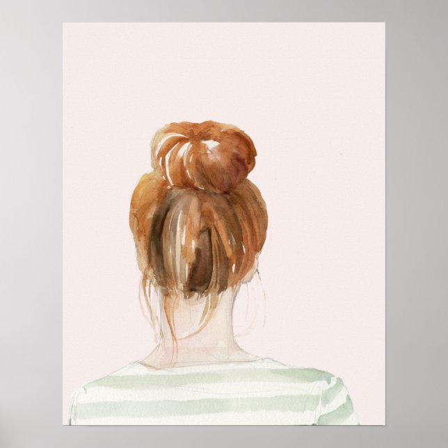 Red Hair Top Knot Bun Poster (Framsidan)