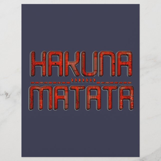 Red Hakuna Matata 3D Techno Star Design (Framsida)