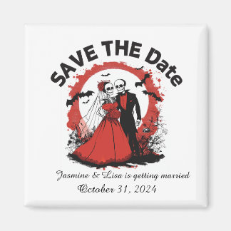 Red Halloween Bröllop spara datum Magnet