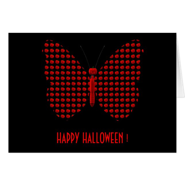 Red Halloween Butterfly Hälsningskort (Framsidan Horizontal)