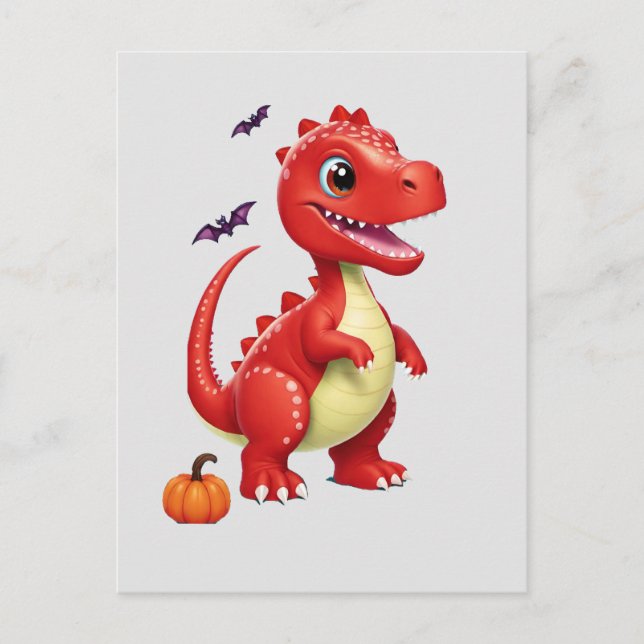 Red Halloween dinosaur Vykort (Framsida)