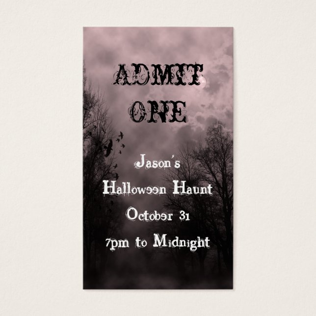 Red Halloween Himlar Event Biljett-mall Visitkort (Framsidan)