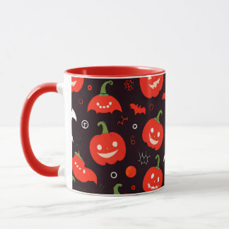 Red Halloween Mugg med Spooky Spöken och Pumpkins!