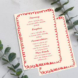 Red hand drawn heart Whimsical Wedding  Inbjudningar