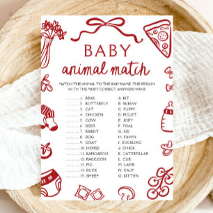 Red Hand plockade Baby djur Match Baby Shower Game Inbjudningar
