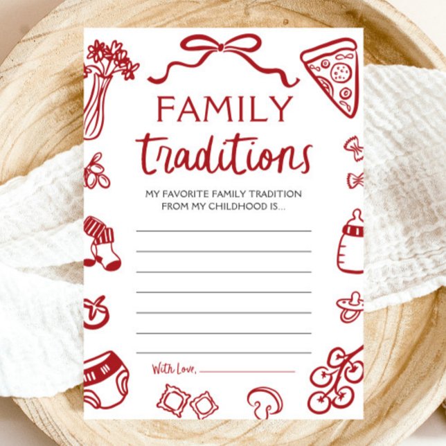 Red Hand plockade Baby Shower Family Tradition Gam Inbjudningar (Red Hand Drawn Baby Shower Family Tradition Game)
