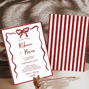 Red Hand plockade Bow Ribbon Sketch Bröllop Inbjudningar