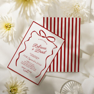 Red Hand plockade Bow Ribbon Sketch Bröllop Inbjudningar