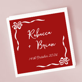 Red Hand plockade Bow Ribbon Sketch Bröllop Pappersservett