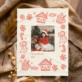 Red Hand plockade Doodle Whimsical Photo jul Fleecefilt