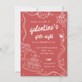 Red Hand plockade Galentine's Girls Night Party Inbjudningar