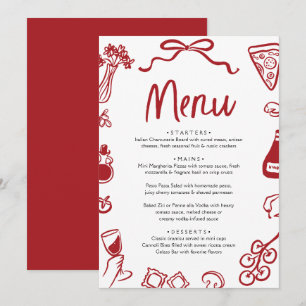 Red Hand plockade italiensk Whimsical Pizza Pasta Meny
