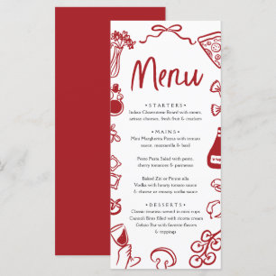 Red Hand plockade italiensk Whimsical Pizza Pasta Meny