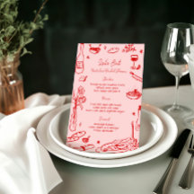 Red Hand plockade Whimsical Bröllop Menu