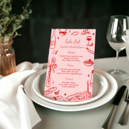 Red Hand plockade Whimsical Bröllop Menu Meny