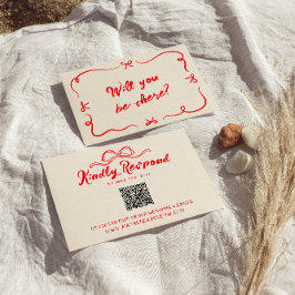Red Hand skriftlig Quirky Modern Bow QR Code Bröll OSA Kort