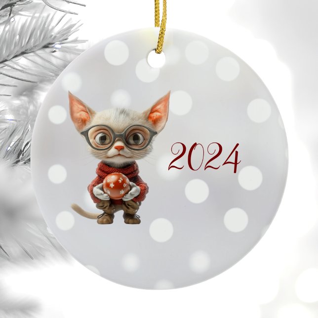 Red-Handed jul Cat Ceramic Ornament (Skapare uppladdad)