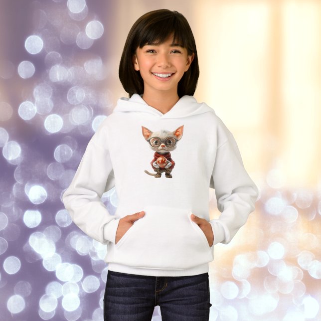 Red-Handed jul Cat Girl's Hoodie T Shirt (Skapare uppladdad)