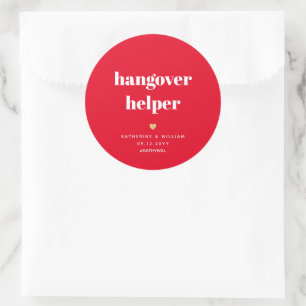 Red Hangover Helper Classic Round Sticker Runt Klistermärke