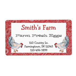 Red Hanky and Chickens Farm Fresh Eggs Label Fraktsedel