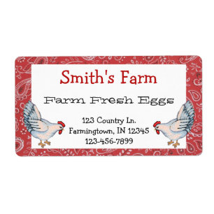 Red Hanky and Chickens Farm Fresh Eggs Label Fraktsedel