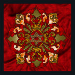 Red Hanukkah Mandala Poster<br><div class="desc">,  brons,  orange,  fyll en mandala med en David-stjärna i mitten med smart,  festlig struktur för att fira Hanukkah.</div>