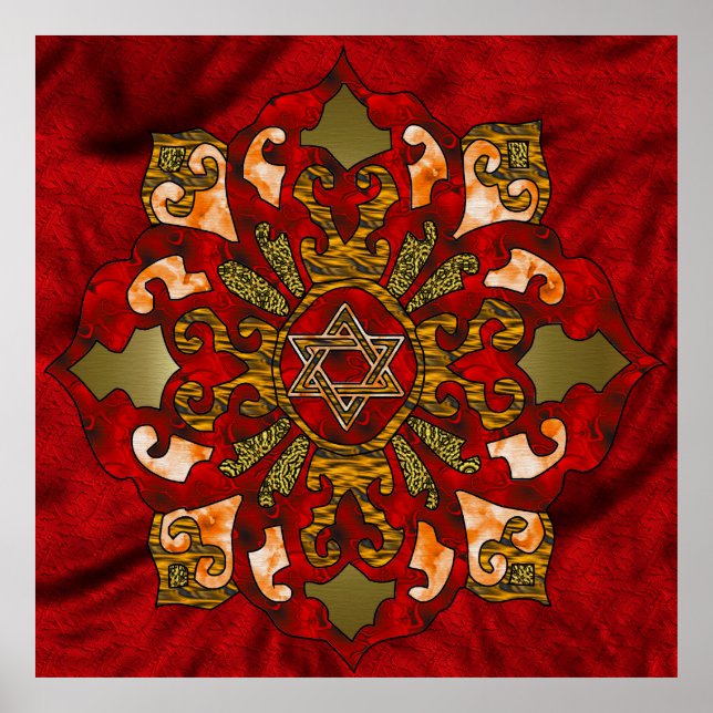 Red Hanukkah Mandala Poster (Framsidan)