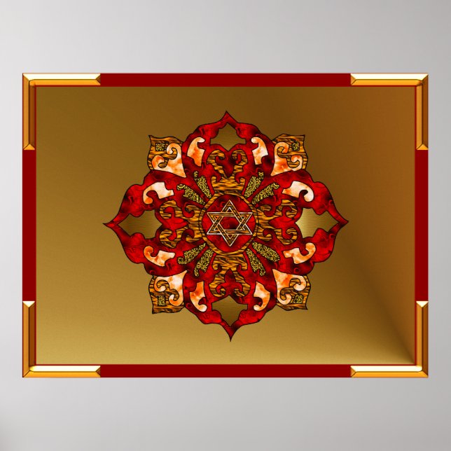 Red Hanukkah Mandala Poster (Framsidan)