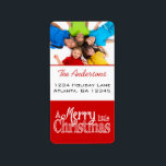 Red har dig själv en god liten jul adressetikett<br><div class="desc">Personligen Merry Little jul Family Photo Jul  verticaladresslabel Helgdag</div>