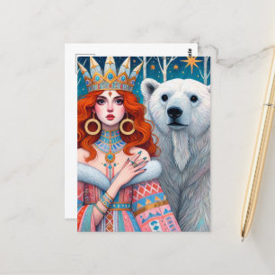 Red Har Princess och Polarna Bear Vykort