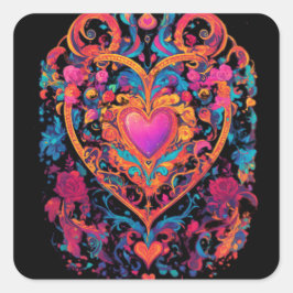 Red Hard Multi-Färg Design Stil" Fyrkantigt Klistermärke