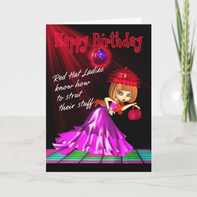 Red Hat Birthday Card Strut sin Saker Kort (Framsida)