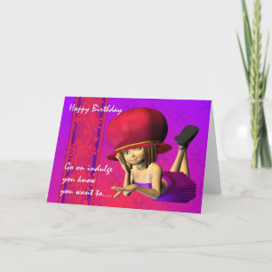 Red Hat Birthday, Cute Little girl i en röd hatt Kort