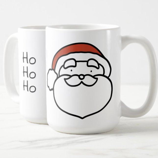 Red Hat Christmas Santa Drawing with and HoHoHo Kaffemugg (Cheer in the Christmas season with this simple line drawing Santa with red hat and HoHo Ho mug!)