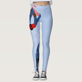 Red Hat Red Bälte Blue Dress Tick Chic Leggings