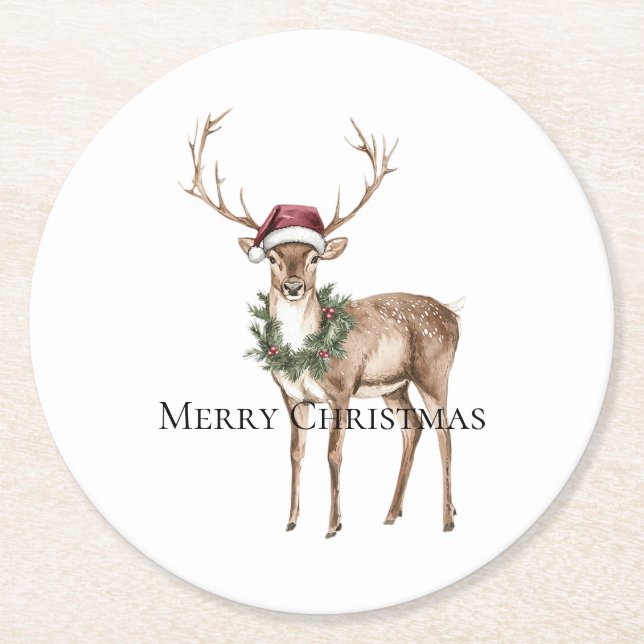 Red Hat Reindeer jul Underlägg Papper Rund (Framsidan)