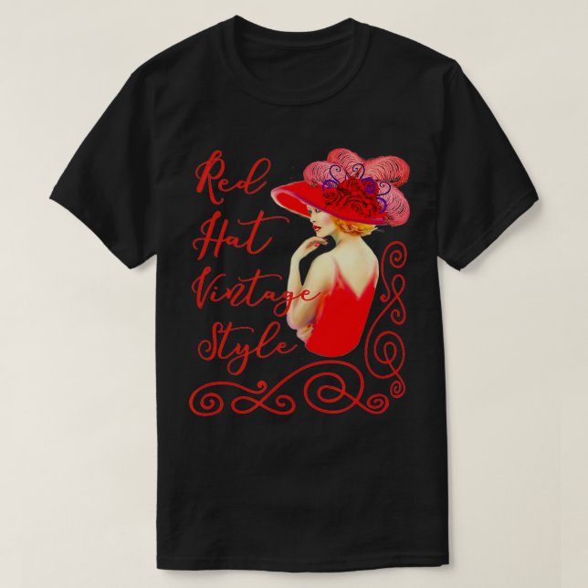 Red Hat Vintage Stil T Shirt (Design framsida)