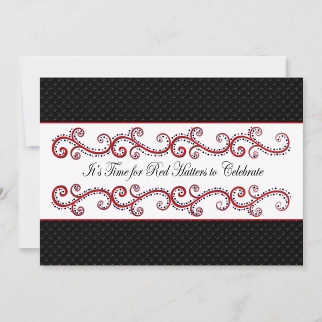 RED HATTERS INBJUDANDE - FINARE SWIRLS/BLK/RED INBJUDNINGAR (Framsida)