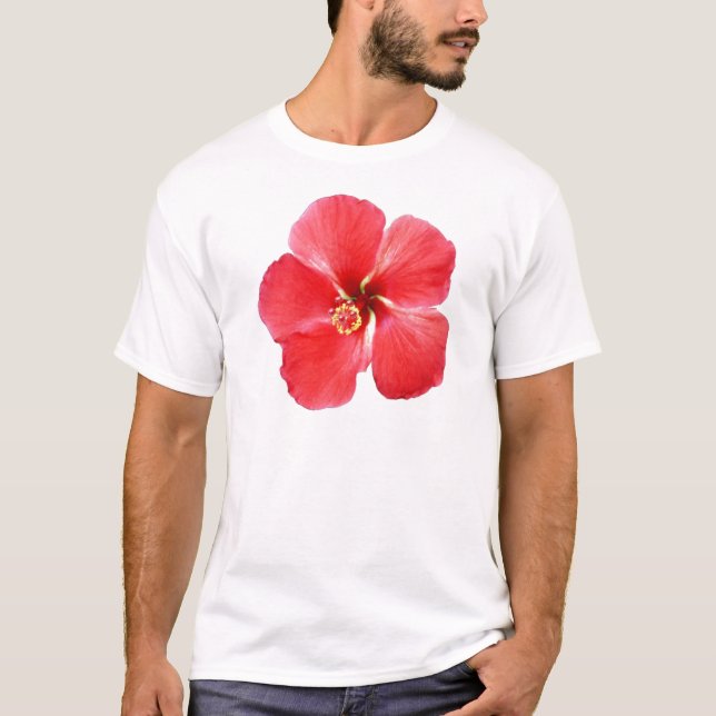 Red Hawaiian Hibiscus Flower T-shirt (Framsida)