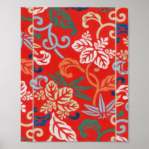 Red Hawaiian Japanska Kimono Poster