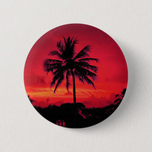 Red Hawaiian Sunset Exotic Handflatan Träd Knapp
