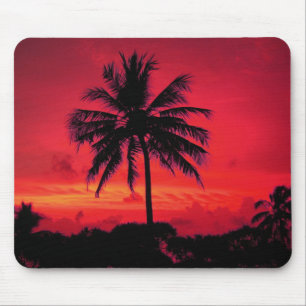 Red Hawaiian Sunset Exotic Handflatan Träd Musmatta