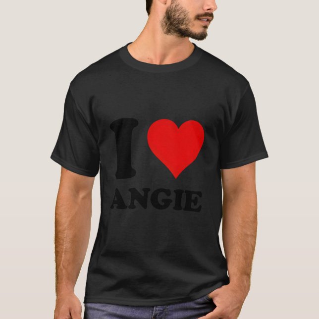 Red He I Love Angie T Shirt (Framsida)