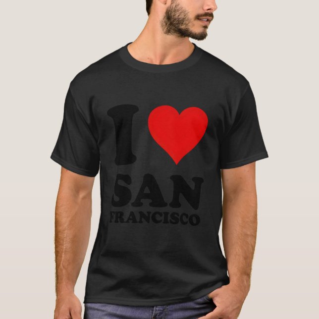 Red He I Love San Francisco T Shirt (Framsida)
