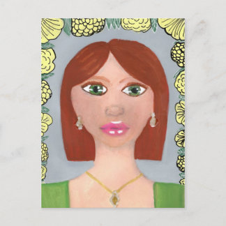 Red Head Acrylic Girl Vykort